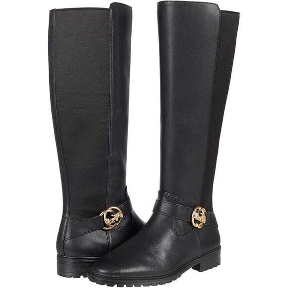 COACH FARRAH TALL LEATHER RIDING BOOTS‎ BLACK NIB $225 - Picture 1 of 9